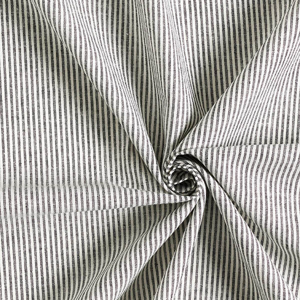 Leinen-Baumwoll-Mix Streifen schmal – schwarz/wollweiss, image number 3