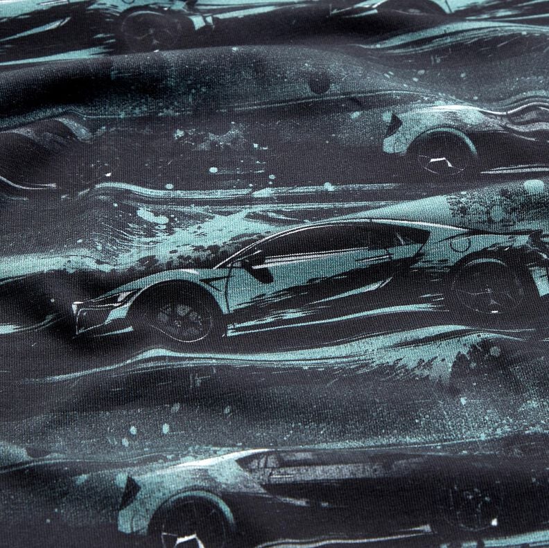 Baumwolljersey Rennauto Digitaldruck – schwarz/perlgrau,  image number 2