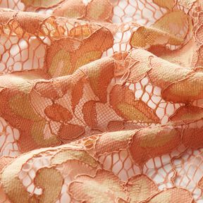 Spitzenstoff romantische Blumen – lachs/vanillegelb, 