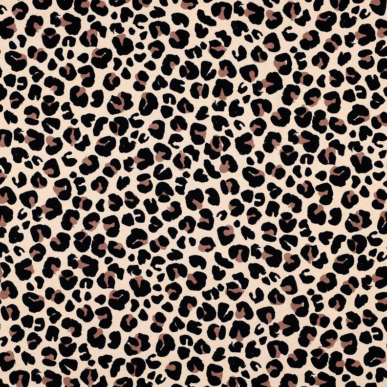 French Terry Sommersweat kleines Leo Print Digitaldruck | Poppy Fabrics – hellbeige/hellbraun, image number 1