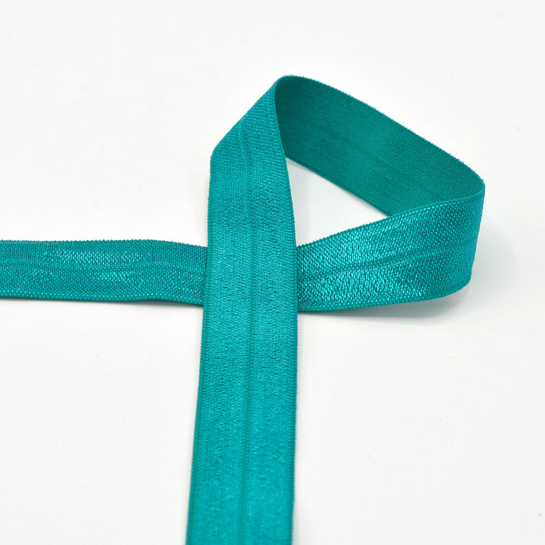 Elastisches Einfassband (Falzgummi) glänzend [20 mm] – petrol,  image number 1