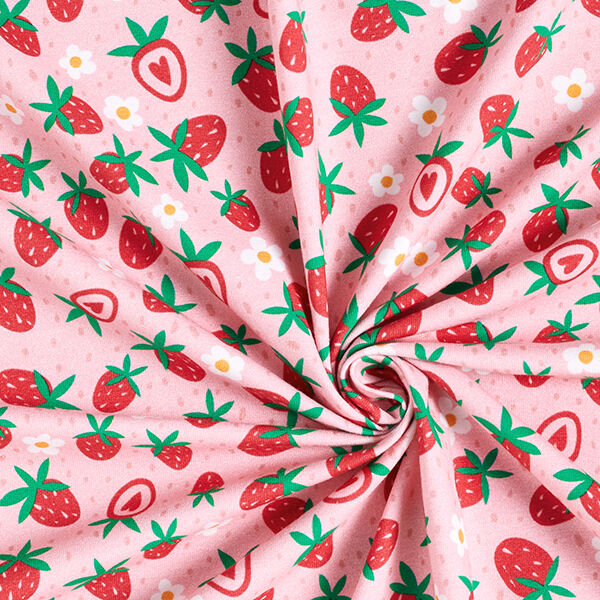 Baumwolljersey süße Erdbeeren | PETIT CITRON – rosa, image number 3