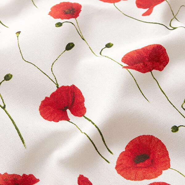 Dekostoff Halbpanama Mohn – weiss/rot,  image number 2