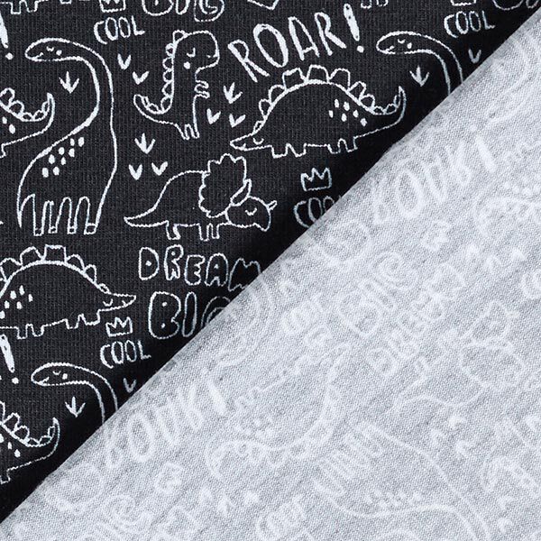 Baumwolljersey Skribbel-Dinos – schwarz/weiss | Reststück 50cm
