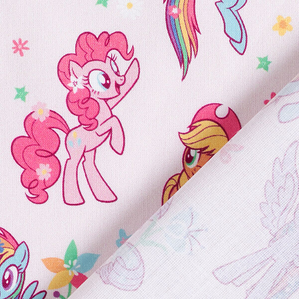 Baumwollpopeline Lizenzstoff My litte Pony im Garten | Hasbro – rosé | Reststück 50cm