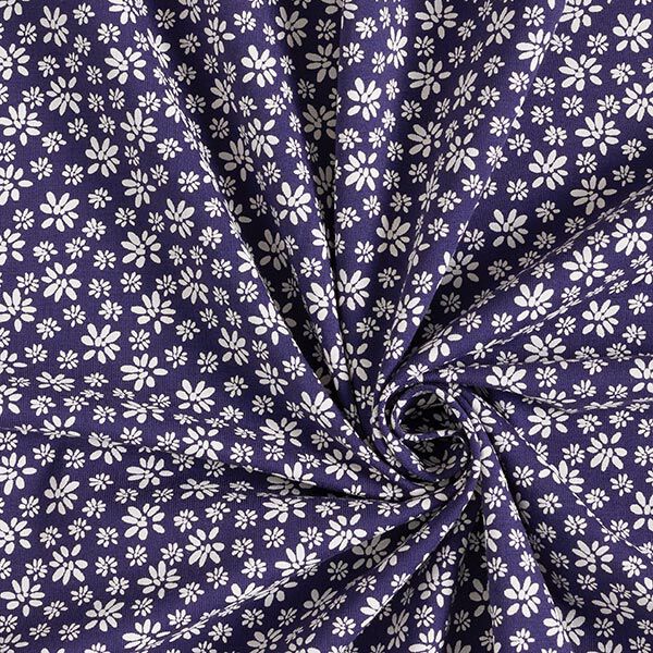 Baumwolljersey kleine Margeriten – marineblau
