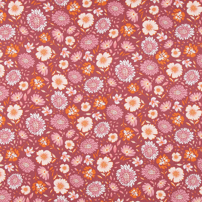 Leinen-Viskosemischung Blumen – beere, image number 1