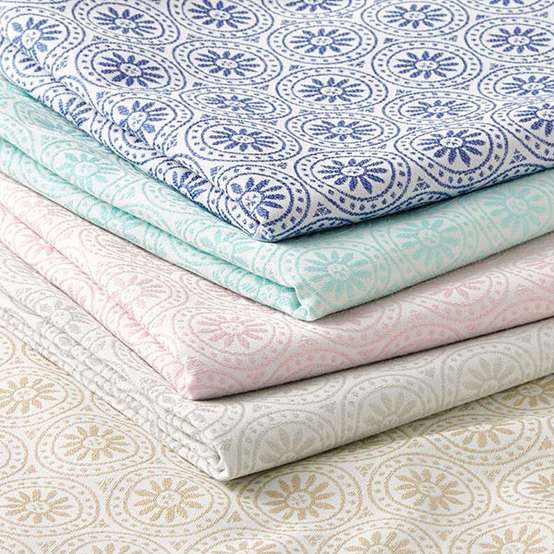 Outdoorstoff Jacquard Kreis-Ornamente – mint/wollweiss,  image number 5