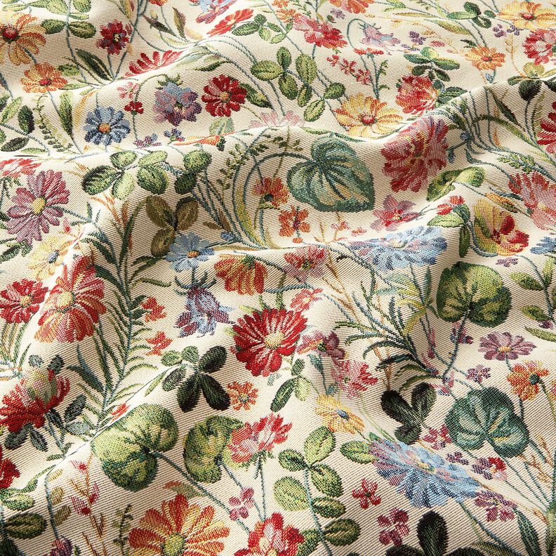 Dekostoff Gobelin fröhlicher Blumengarten – hellbeige/grün,  image number 2