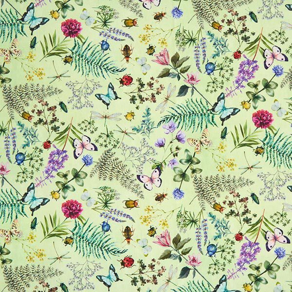 Outdoorstoff Canvas Wildblumen & Insekten – pastellgrün,  image number 1