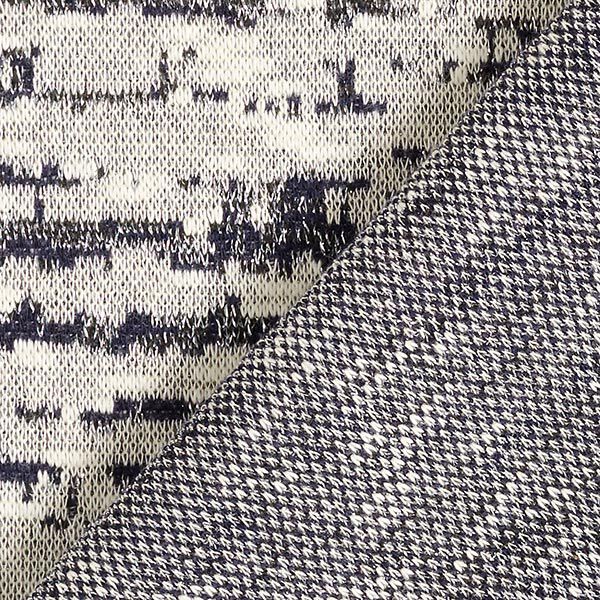 Strickjacquard Glitzer Querlinien – wollweiss/nachtblau | Reststück 100cm