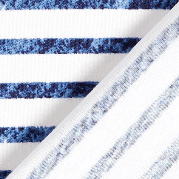 Baumwolljersey gepunktete Querstreifen – weiss/blau | Reststück 100cm