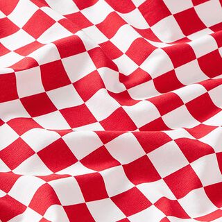 Baumwolljersey Schachbrett [18 mm] – hellrot/weiss, 