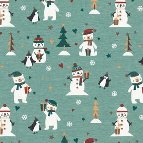 Baumwolljersey Pinguin, Eisbär und Schneemann – schilf, 