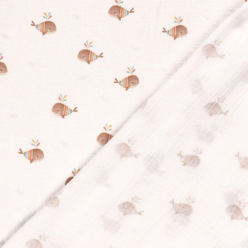 Musselin/ Doppel-Krinkel Gewebe gestreifter Wal Digitaldruck – elfenbein,  image number 4