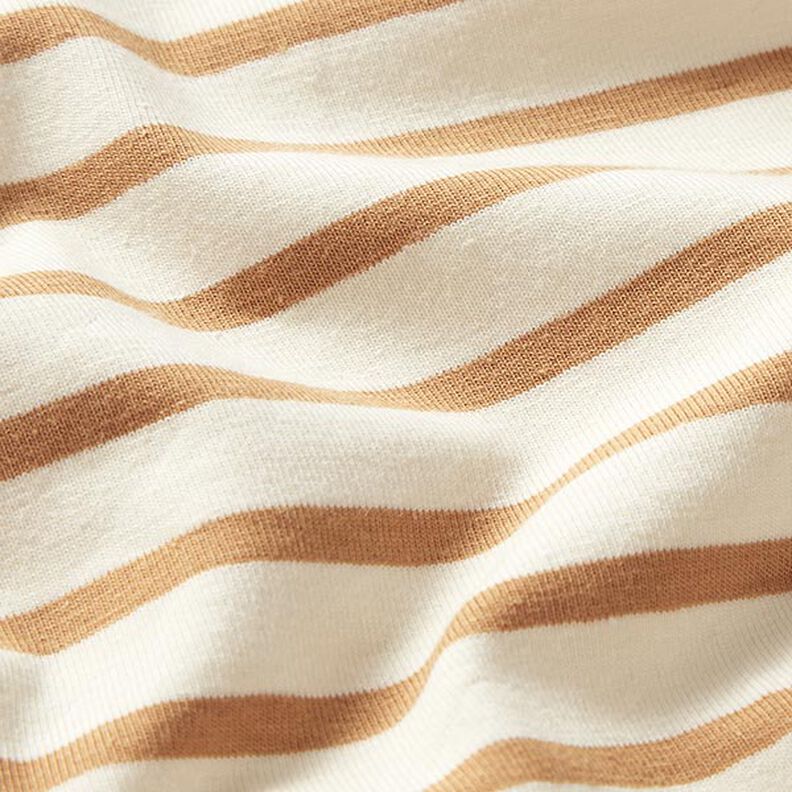 Baumwolljersey schmale & breite Streifen – creme/zimt,  image number 2