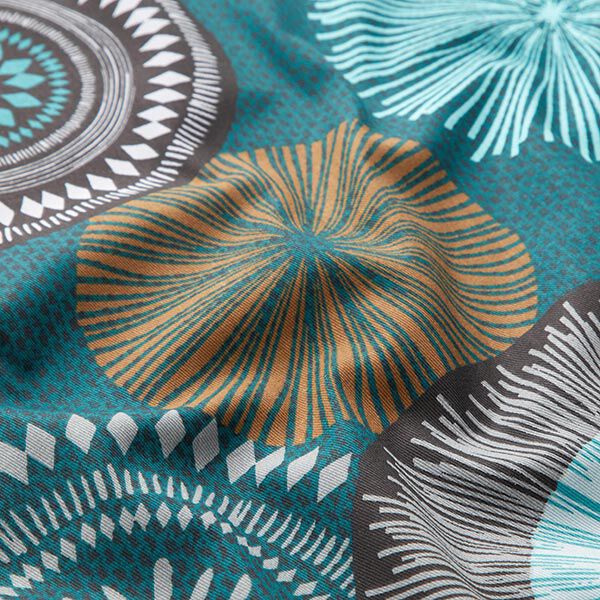 Dekostoff Baumwollköper Großes Mandala – petrol, image number 2