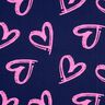 French Terry Sommersweat Jeanslook Neon Herzen – nachtblau/neonpink,  thumbnail number 1