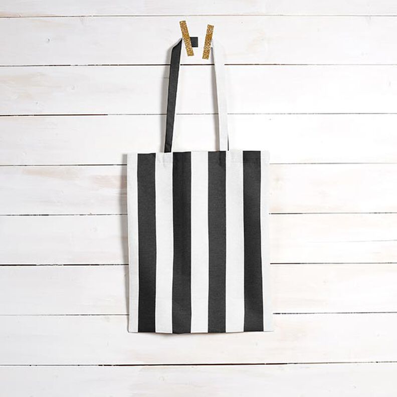 Dekostoff Canvas Streifen – schwarz/weiss,  image number 6