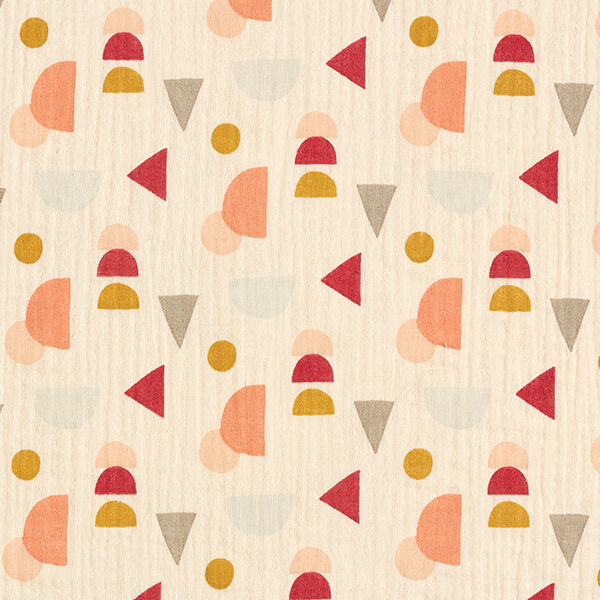 GOTS Musselin geometrische Formen – hellbeige, image number 1