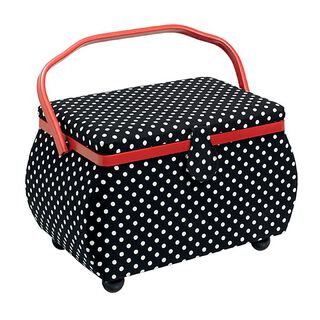 Nähkorb Polka Dots [ Maße: 32 x 20,5 x 20 cm ] | Prym – schwarz, 