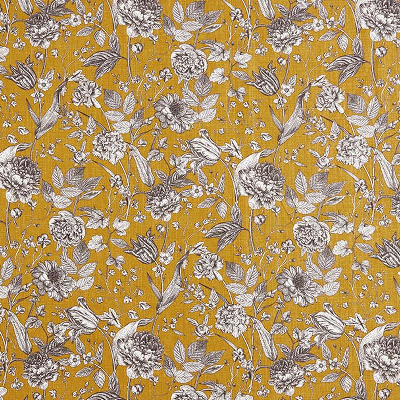 Dekostoff Halbpanama opulente Pflanzen – senf,  image number 1