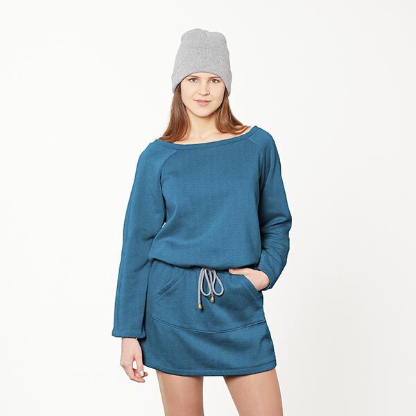 GOTS French Terry Sommersweat | Tula – jeansblau | Reststück 50cm