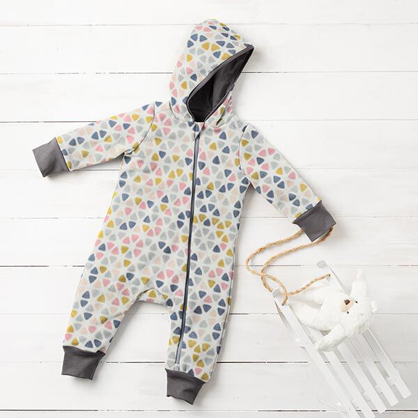 Wellnessfleece Kreissegmente – weiss | Reststück 100cm