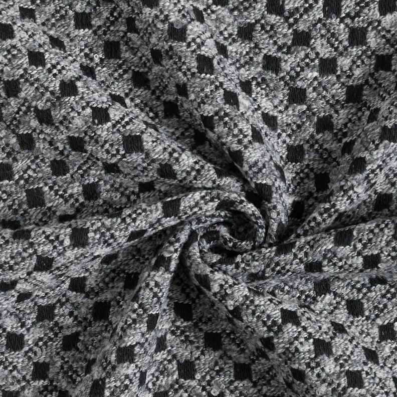 Mantelstoff Kästchen – hellgrau/schwarz,  image number 4