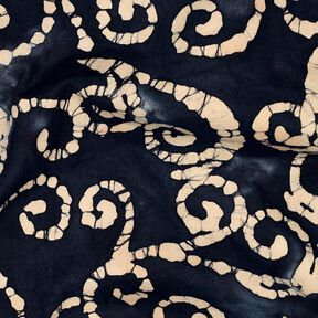 Baumwollstoff Batik-Kringel – schwarzblau/sand, 