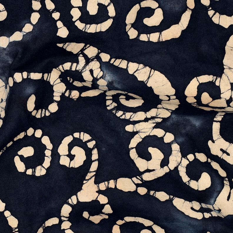 Baumwollstoff Batik-Kringel – schwarzblau/sand,  image number 2
