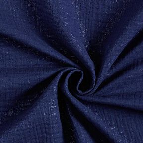 Musselin/ Doppel-Krinkel Gewebe feine Glitzerpunkte| by Poppy – marineblau, 
