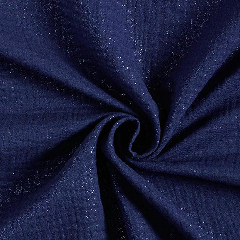 Musselin/ Doppel-Krinkel Gewebe feine Glitzerpunkte| by Poppy – marineblau,  image number 1