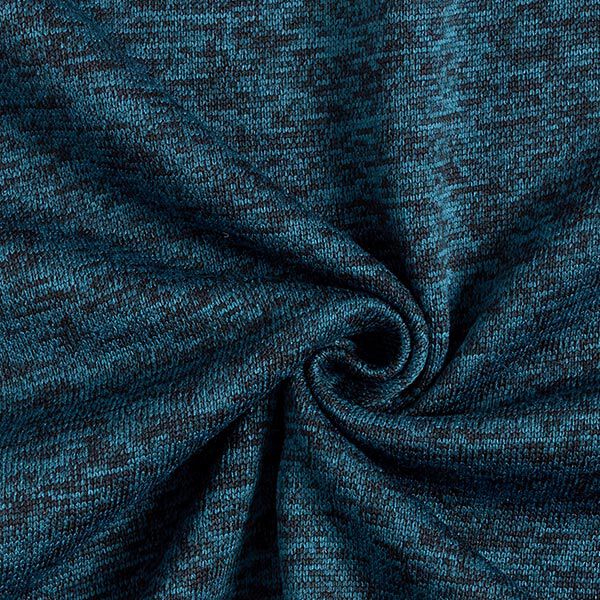 Strickfleece – petrol/schwarz | Reststück 50cm