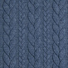 Jerseyjacquard Cloqué Zopfmuster – jeansblau, 
