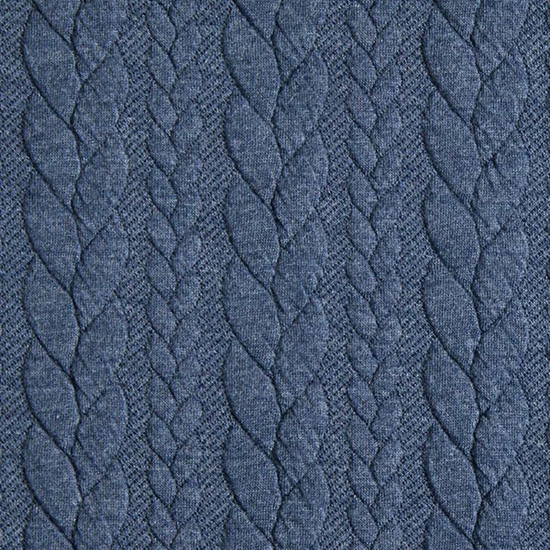 Jerseyjacquard Cloqué Zopfmuster – jeansblau,  image number 1