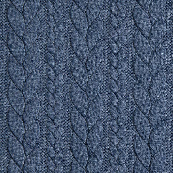 Jerseyjacquard Cloqué Zopfmuster – jeansblau,  image number 1