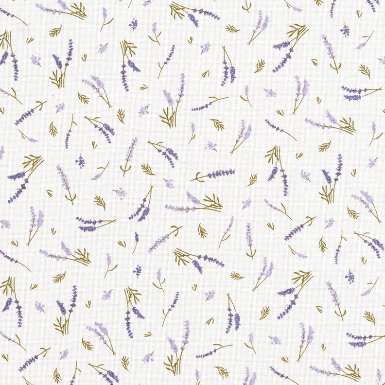 Dekostoff Halbpanama kleine Lavender-Zweige – elfenbein/lavendel,  image number 1