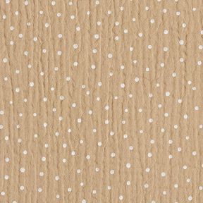Musselin/ Doppel-Krinkel Gewebe Pünktchen – beige/weiss, 