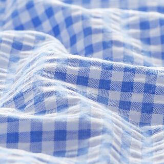 Seersucker Baumwollmix Vichy-Karos – hellblau, 