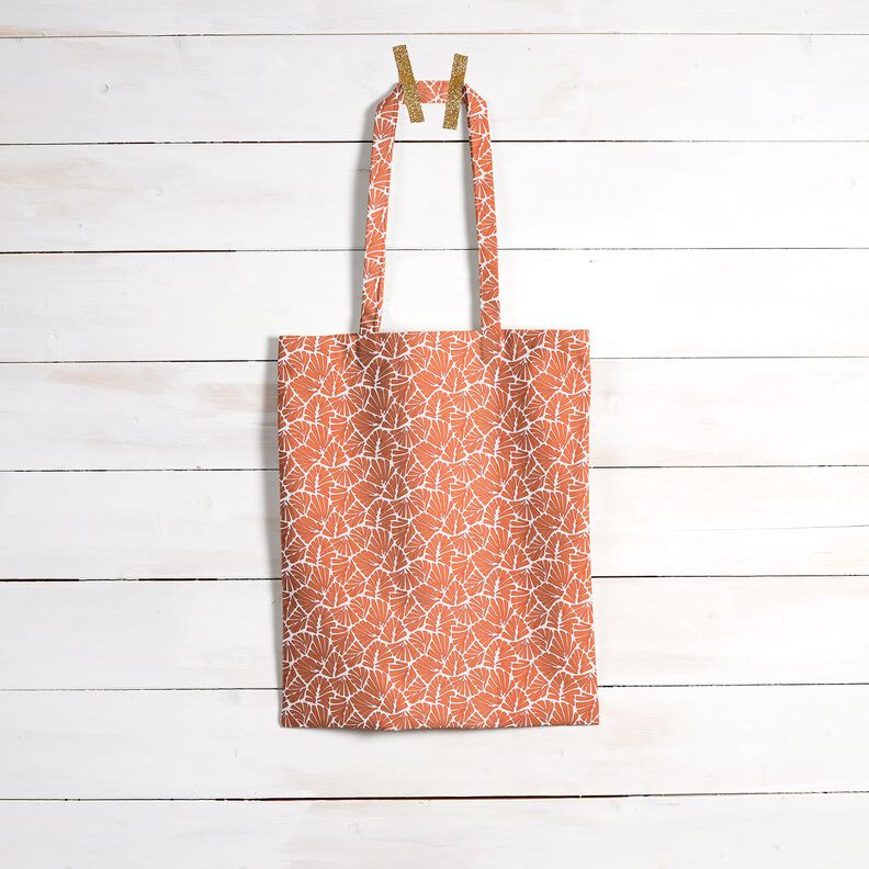 Beschichtete Baumwolle abstrakte Mini-Blätter – orange/weiss, image number 8