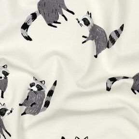 Baumwolljersey Waschbären Digitaldruck | Poppy Fabrics – wollweiss, 