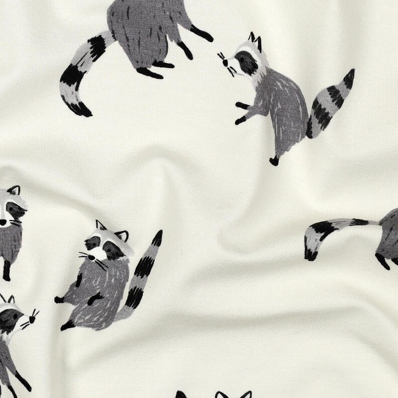 Baumwolljersey Waschbären Digitaldruck | Poppy Fabrics – wollweiss, image number 2