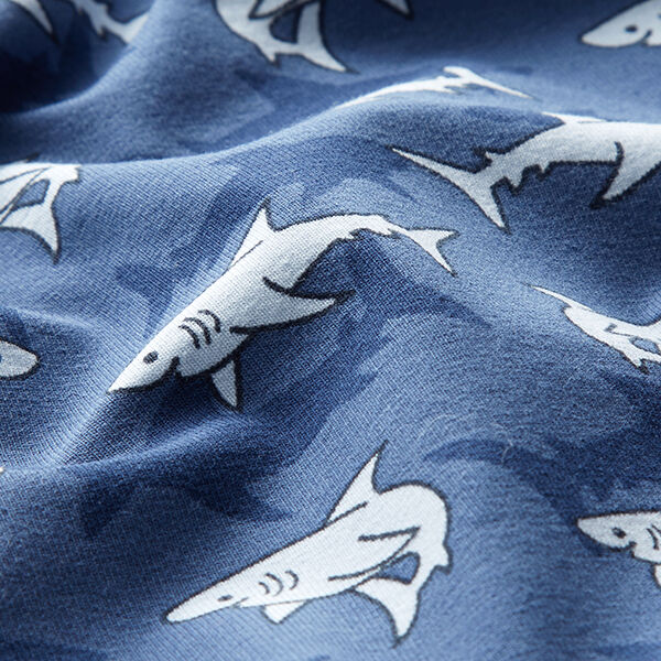 Baumwolljersey Haie – jeansblau, image number 2
