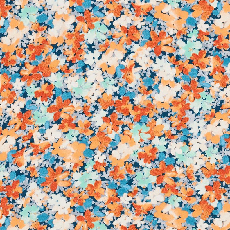 Viskosestoff gesprenkelte Blümchen – terracotta/blau,  image number 1