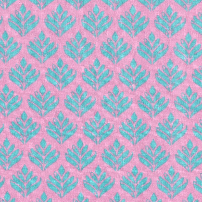 Beschichtete Baumwolle abstrakte Fächer – rosa/aquablau,  image number 1