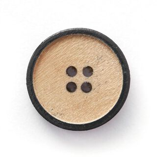Holzknopf 4-Loch  – beige/schwarz, 