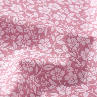 Baumwollpopeline Bi-Color-Blumen – altrosa/rosé | Reststück 50cm