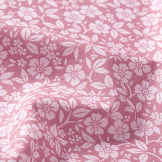 Baumwollpopeline Bi-Color-Blumen – altrosa/rosé, 