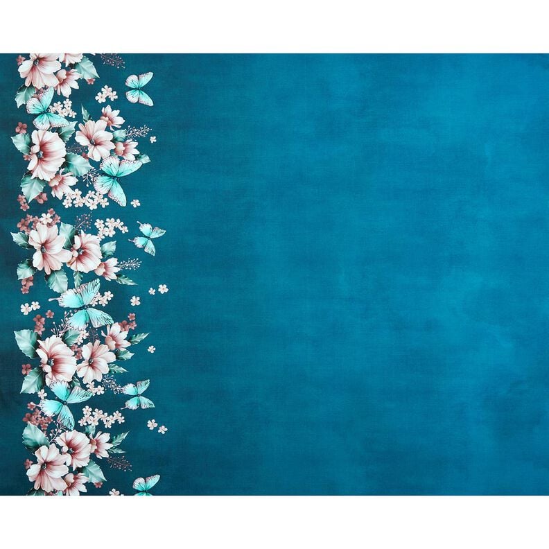 Baumwolljersey Schmetterlingswiese | Glitzerpüppi – hellpetrol/rosé, image number 5